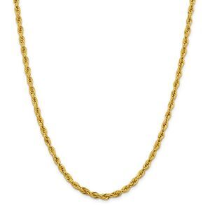 4.25mm 10k Yellow Gold Hollow Rope Chain Necklace, 28 Inch